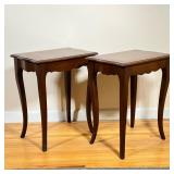 (2pc) French (Louis XV) Wooden Side Tables | Vintage (1960s) French Louis XV style wooden side table