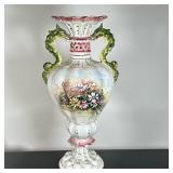 Italian Renaissance Dragon Handle Urn | Italian Renaissance style hand-painted ceramic urn with doub