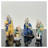 (4pc) Chinese "Mud Men" Figurines - Posing | Antique (1890-1919) Chinese (Shekwan/Shiwan) glazed cla
