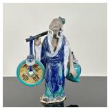 Chinese "Mud Man" Figurine | Antique (1890-1919) Chinese (Shekwan/Shiwan) glazed clay figurine of a 