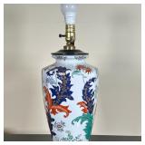 Chinese Imari Porcelain Table Lamp | Vintage (1990s) Chinese Imari style porcelain table lamp with f