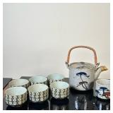 (8pc) Stoneware Teapot & Teacups | Vintage (1950s) Otagiri Mercantile Co. (San Francisco, California