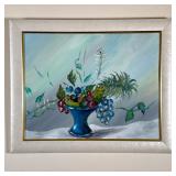 Unknown Artist, Original Oil Painting - Fruit Bowl | Impressionist painting of a fruit bowl (pineapp