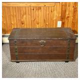 Pine & Cedar Blanket Chest | Vintage pine (exterior) and cedar (interior) blanket chest with brass h