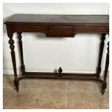 Dark Finished Wooden Console Table | Dark finished wooden console table with single drawer, turned l