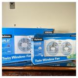 (2pc) Holmes Twin Window Fans | Holmes twin window fans (x2) in original boxes, in two sizes. 22"W x