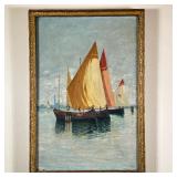 After F. Noretti (Italian, 1833-1917) Oil Painting | After F. Noretti scenic painting of sailboats i