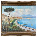 Carlo Ciappa (Italian, 1890-1970) Oil Painting | Scenic painting of Naples, Italy and Mount Vesuvius