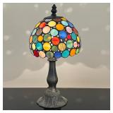 Tiffany Style Stained Glass Lamp | Tiffany style lamp with multicolor dot patterned stained glass an
