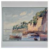 Unknown Artist, Original Watercolor Painting - Puerto Rico | Scenic painting of a harbor in Puerto R