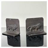 (2pc) Bradley & Hubbard Bronze Lion Bookends | Antique (1852-1940) Bradley & Hubbard Manufacturing C