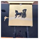 Brass Mailbox & Newspaper Holder | Vintage shiny brass wall-mount mailbox (top slot for mail) and ne