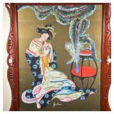Unknown Artist, Original Silk Painting - Geisha | Portrait painting of Japanese geisha . Silk paint 