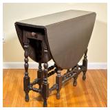English Drop-Leaf Table - 1 of 2 | Antique (1920s) English (William & Mary/Jacobean) style drop-leaf