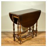 English Drop-Leaf Table - 2 of 2 | Antique (1920s) English (William & Mary/Jacobean) style drop-leaf