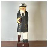 Carved Sea Captain Figurine | Vintage Folk Art carved wood, hand-painted figurine of a sea captain/s
