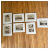 (7pc) Nautical & Horse Racing Memorabilia | Vintage newspaper article clippings and drawings includi