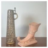 (2pc) Reinhold Merkelbach Stein & Cornucopia Vase | Vintage (1950s) German (Hohr-Grenzhausen) Reinho