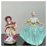 (2pc) Japanese "Curtsy" & "Geese" Figurines | Vintage (1950s) Japanese (Chikaramachi) porcelain figu