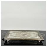 Silver & Lace Dresser/Vanity Tray | Antique silver and lace dresser/vanity perfume tray with a petit
