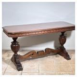 Walnut Pull-Out Table | Vintage (1930s) English (William & Mary/Jacobean) style carved walnut pull-o