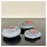 (3pc) Chinese Stone Stampers | Chinese stones with raised stampers on top surface.