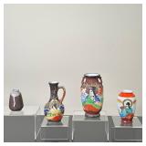 (4pc) Japanese (Satsuma) Pottery | Vintage Japanese (Satsuma) style vase depicting the "Immortals." 