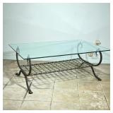 Latticework Coffee Table | Vintage (1970s/1980s) coffee table with wrought iron base, latticework sh