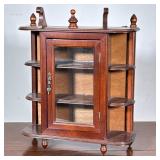 Small Wall-Mounted Curio Cabinet | Vintage small wall-mounted (or free-standing) curio cabinet with 
