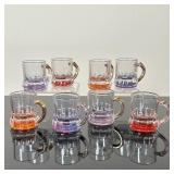 (8pc) Federal Glass Multicolor Shot Glasses | Vintage Federal Glass Co. (Columbus, Ohio) miniature m