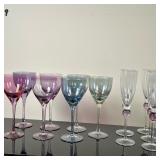 (12pc) Colored Cordial & Champagne Glasses | Vintage (1950s) cordial glasses in various colors (pink
