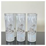 (6pc) Libbey Frosted Glasses - Fairy | Vintage (1950-1959) Libbey (Toledo, Ohio) set of frosted (whi