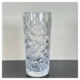 Heavyweight Cut Crystal Vase | Heavy crystal vase with cut and etched design resembling leaves on a 