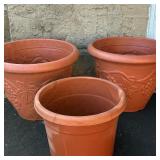(3pc) All-Weather Outdoor Planter Pots | All-weather large outdoor planter pots with embossed grapev