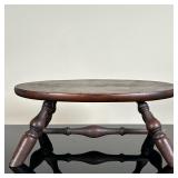 Windsor Style Oval-Shaped Footstool | Vintage (1930s) oval-shaped wooden footstool with Windsor-styl