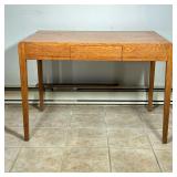 Oak Single Drawer Desk | Vintage English (Air Ministry) oak desk with a single "hidden" drawer.