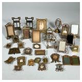 MINIATURE BRASS PICTURE FRAMES | Large lot of miniature brass & copper picture frames.