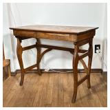 Antique Oak Desk Of Small Size | A small French style work table with slide out writing surface and 