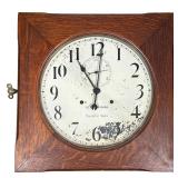 Seth Thomas Hudson Clock | 30 Day "Hudson" wall clock, oak case, the face with Arabic numeral marker