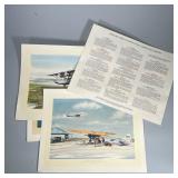 (14pc) John T McCoy PAN AMERICAN CLIPPER PRINTS | Lot of 13 lithographs of Historic First Flights of