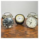 (3pc) Alarm Clocks | Including two Gabriel alarm clocks, one "Luminos", and a Tidey Furnace Clock. -