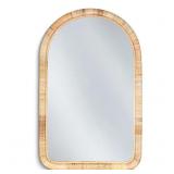 Quince Rattan Arched Top Mirror | Quince "Brienne" contemporary arch top wall mirror with textural r
