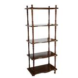 Wood Etagere | Open shelf / display stand with five shelves and turned supports. - h. 51.75 x w. 21 