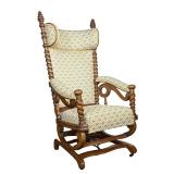 Barley Twist Rocking Chair | Carved oak George Hunzinger-style rocker, Victorian era platform rockin