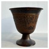 Pressed Metal Vase | Decorative pressed and pierced metal vase with leafy scrollwork design, Made in