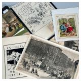 ANTIQUE ETCHINGS, POLITICAL CARTOONS & OTHER | Mixed lot of antique etchings, lithographs, prints, p