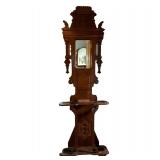 Marbletop Hall Tree | American Victorian carved wood hall stand with mirrored back and inset marble 