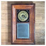 Chauncey Jerome Shelf Clock | With wire pulley system apparent from the top, brass face with Roman n