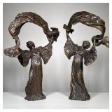 Pair AGATHON LEONARD Bronze FIGURAL Lamps | Danseuse a l