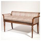 French Caned Bench / Settee | Low back settee or window bench with caned seat and separate cushion m